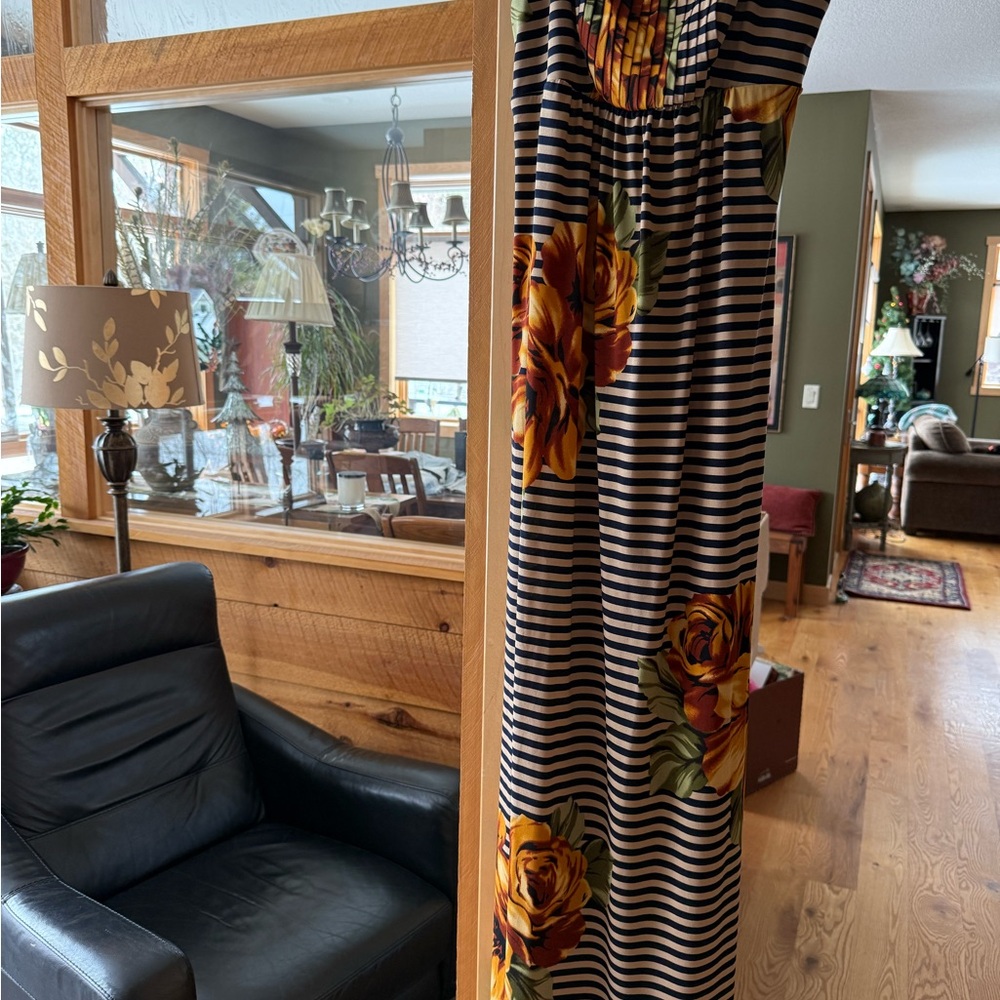 Enfocus Studio Blue and Beige Striped Dress